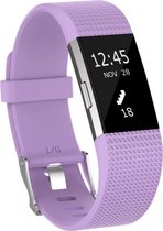 Siliconen Smartwatch bandje - Geschikt voor  Fitbit Charge 2 siliconen bandje - lichtpaars - Maat: L - Horlogeband / Polsband / Armband