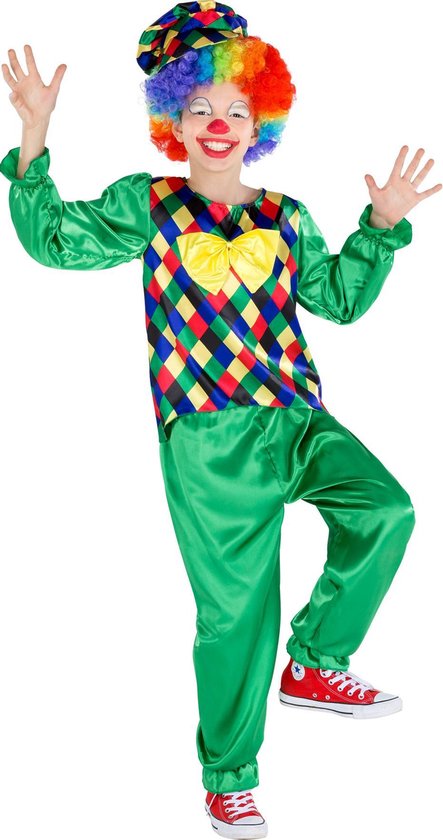 dressforfun - jongenskostuum clown Freddy 140 (9-10y) - verkleedkleding kostuum halloween verkleden feestkleding carnavalskleding carnaval feestkledij partykleding - 300799