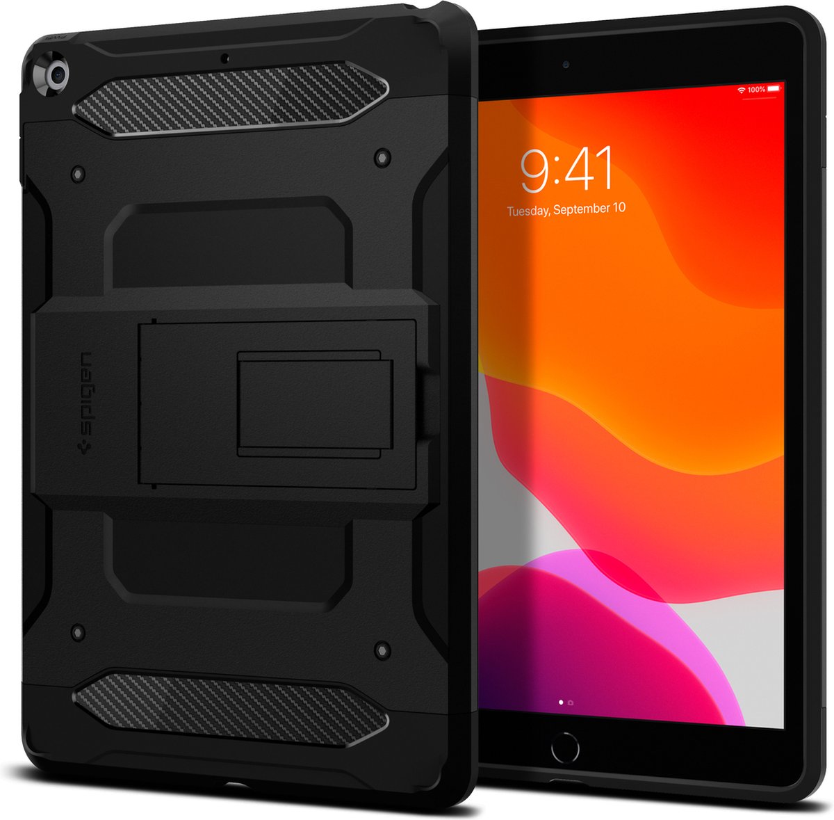 Spigen Tough Armor carbon met Air Cushion Technology hoesje voor iPad