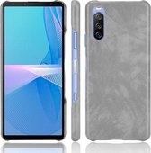 Voor Sony Xperia 1 III Schokbestendige Litchi Textuur PC + PU Case (Grijs)