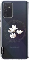 Casetastic Samsung Galaxy A72 (2021) 5G / Galaxy A72 (2021) 4G Hoesje - Softcover Hoesje met Design - Line Art Flower Print