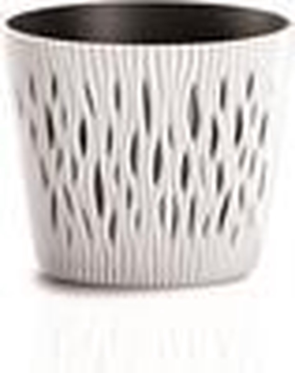 ROUND plastic potten RONDE IN WIT SANDY - 26,2 X 26,2 X 22,2 CM