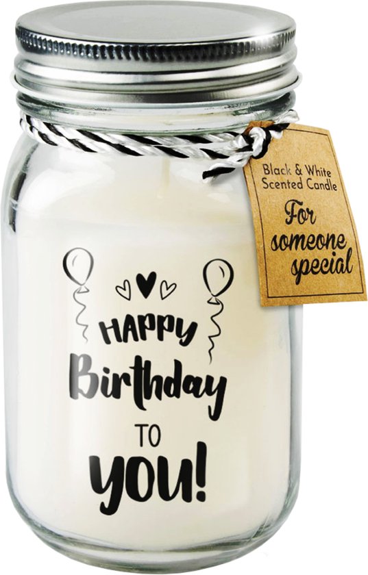 Black & White geurkaars - Happy birthday