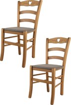 Tommychairs Cuore - Eetkamerstoelen - Set van 2 - Eikenhout - Stof