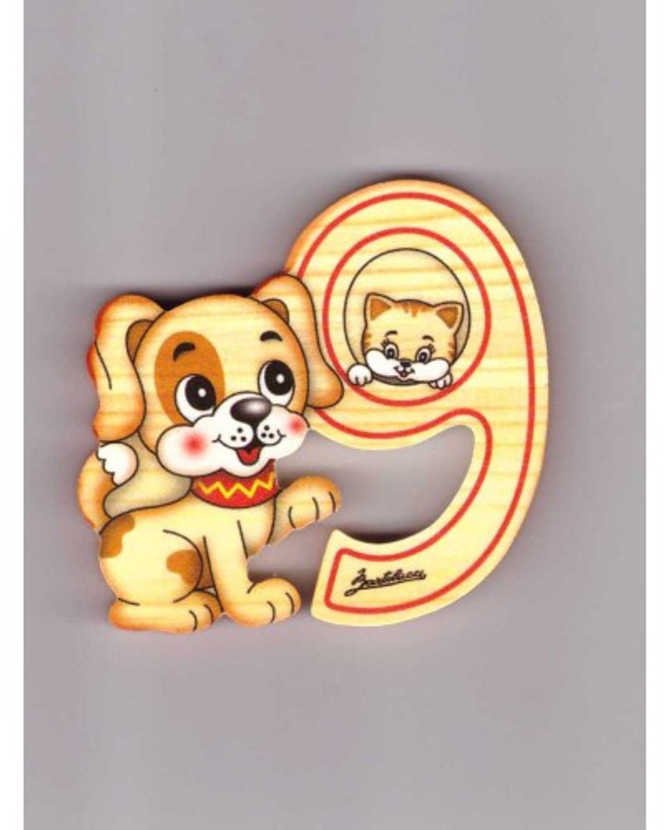 Cijfer 9 hond hout | Bartolucci