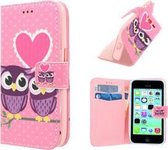 iPhone 5C Hoesje Case Uiltjes Love Roze