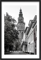 Poster Martinitoren Groningen - A3 - 30 x 42 cm - Inclusief lijst (Zwart Aluminium)