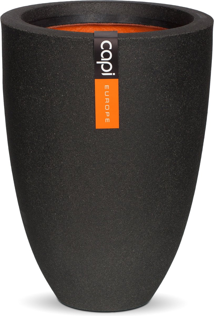 Capi Europe - Vaas elegant laag Smooth NL - 36x48 - Zwart - Opening Ø27 - Bloempot voor binnen en buiten - Levenslang garantie - Breukbestendig - 100% Recyclebaar - CO2 Neutraal geproduceerd - KBL782
