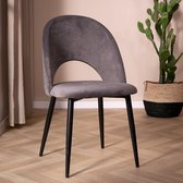 Velvet stoel grijs met open rugleuning
