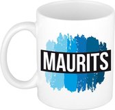 Maurits naam cadeau mok / beker met  verfstrepen - Cadeau collega/ vaderdag/ verjaardag of als persoonlijke mok werknemers