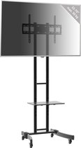 B-MS 190 TV-meubel in hoogte verstelbaar met 1 plank en wielen, Zwart.