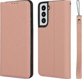 Voor Samsung Galaxy S21 5G Litchi Textuur Horizontale Flip Top Layer Koeienhuid Lederen Case met Houder & Kaartsleuven & Portemonnee & Band & Draad Winder (Rood)
