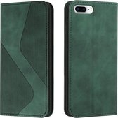 Skin Feel Magnetisch S-type Effen Kleur Horizontale Flip Leren Case met Houder & Kaartsleuf & Portemonnee Voor iPhone 8 Plus & 7 Plus (Groen)
