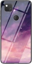 Voor Google Pixel 4a Sterrenhemel Geschilderd Gehard Glas TPU Schokbestendige Beschermhoes (Dream Sky)