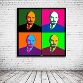 Lenin Pop Art Acrylglas - 80 x 80 cm op Acrylaat glas + Inox Spacers / RVS afstandhouders - Popart Wanddecoratie