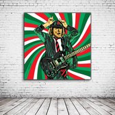 Pop Art Angus Young Canvas - 80 x 80 cm - Canvasprint - Op dennenhouten kader - Geprint Schilderij - Popart Wanddecoratie
