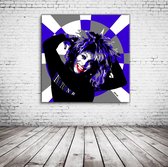 Pop Art Tina Turner Acrylglas - 100 x 100 cm op Acrylaat glas + Inox Spacers / RVS afstandhouders - Popart Wanddecoratie