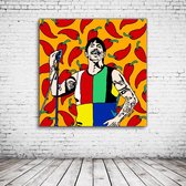 Anthony Kiedis Pop Art Acrylglas - 80 x 80 cm op Acrylaat glas + Inox Spacers / RVS afstandhouders - Popart Wanddecoratie