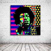 Pop Art Jimi Hendrix Canvas - 100 x 100 cm - Canvasprint - Op dennenhouten kader - Geprint Schilderij - Popart Wanddecoratie