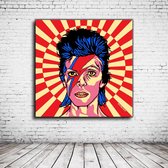 Pop Art David Bowie Canvas - 90 x 90 cm - Canvasprint - Op dennenhouten kader - Geprint Schilderij - Popart Wanddecoratie