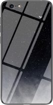 Sterrenhemel geschilderd gehard glas TPU schokbestendig beschermhoes voor iPhone 6s / 6 (Starry Sky Crescent)