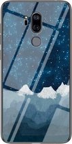 Voor LG G7 ThinQ Sterrenhemel Geschilderd Gehard Glas TPU Schokbestendig Beschermhoes (Star Chess Rob)