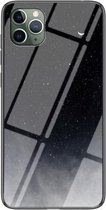 Sterrenhemel geschilderd gehard glas TPU schokbestendig beschermhoes voor iPhone 12/12 Pro (Starry Sky Crescent)