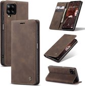 CaseMe - Hoesje geschikt voor Samsung Galaxy A12 -Wallet Book Case - Magneetsluiting - Donker Bruin