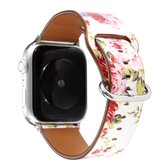 Voor Apple Watch Series 5 & 4 40mm / 3 & 2 & 1 38mm Floral Strap horlogeband (wit roze)