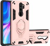 Voor Xiaomi Redmi Note 8 Pro 2 in 1 Armor Knight Series PC + TPU beschermhoes met onzichtbare houder (rose goud)