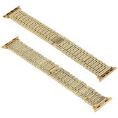 Voor Apple Watch Series 5 & 4 44mm / 3 & 2 & 1 42mm negen kralen roestvrij stalen polsband horlogeband (goud)