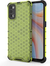 Voor OPPO Reno4 Shockproof Honeycomb PC + TPU Case (groen)