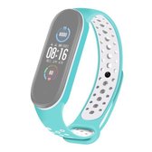 Voor Geschikt voor Xiaomi Mi Band 5 Tweekleurige siliconen sport ademende riem (groenblauw)