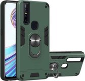 Voor vivo V15 2 in 1 Armor Series PC + TPU beschermhoes met ringhouder (donkergroen)