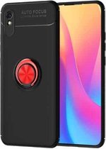 Voor Geschikt voor Xiaomi Redmi 9A metalen ringhouder 360 graden roterende TPU-hoes (zwart + rood)