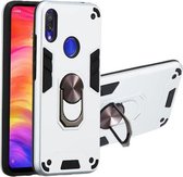 Voor Geschikt voor Xiaomi Redmi Note 7 / Note 7 Pro / Note 7s 2 in 1 Armor Series PC + TPU beschermhoes met ringhouder (zilver)