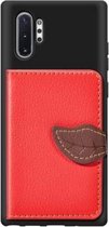 Leaf Buckle Litchi Texture Card Holder PU + TPU Case met Card Slot & Wallet & Holder & Photo Frame voor Galaxy Note 10+ (Red)