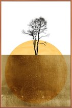 JUNIQE - Poster met kunststof lijst Golden Ocean -30x45 /Geel
