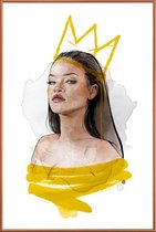 JUNIQE - Poster met kunststof lijst Rihanna -30x45 /Geel & Wit