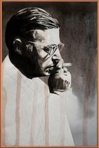 JUNIQE - Poster met kunststof lijst Jeanpaul Sartre -30x45 /Bruin &