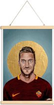 JUNIQE - Posterhanger Football Icon - Francesco Totti -20x30 /Blauw &