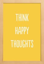 JUNIQE - Poster in houten lijst Happy Thoughts -30x45 /Geel