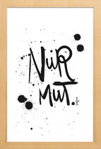 JUNIQE - Poster in houten lijst Nur Mut -40x60 /Wit & Zwart