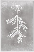JUNIQE - Poster in kunststof lijst Mistletoe -40x60 /Grijs & Wit