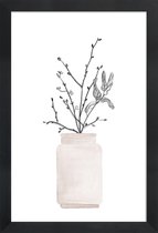 JUNIQE - Poster met houten lijst Winter Flower -13x18 /Wit & Zwart