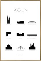 JUNIQE - Poster met kunststof lijst Köln -20x30 /Wit & Zwart