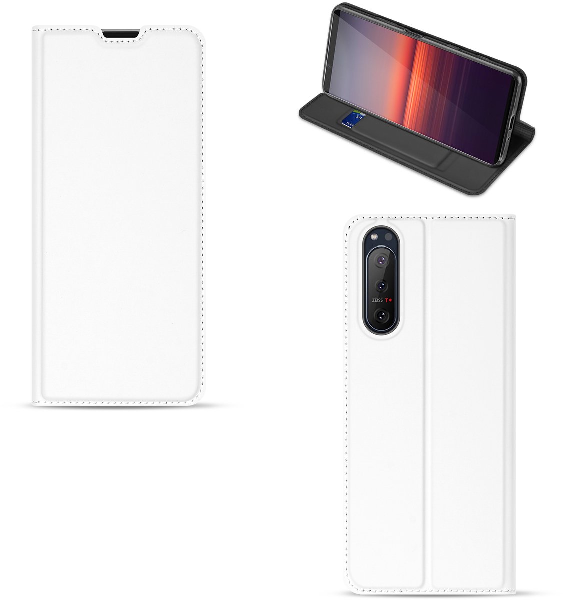 Sony Xperia 5 II Bookcase Hoesje Wit met Pashouder