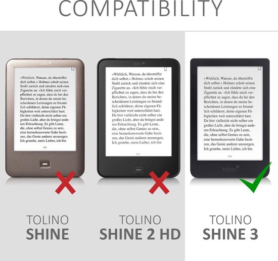 kwmobile e reader hoes geschikt voor Tolino Shine 3 - Case van kunstleerleer - Brushed Hart design - In donkerrood van kwmobile — afbeelding 4