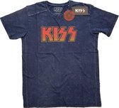 Kiss - Classic Logo Heren T-shirt - XL - Blauw