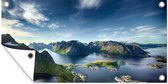 Tuinposter Panoramisch uitzicht Lofoten Noorwegen - 80x40 cm - Wanddecoratie Buiten - Tuinposter - Tuindoek - Schuttingposter - Tuinschilderij